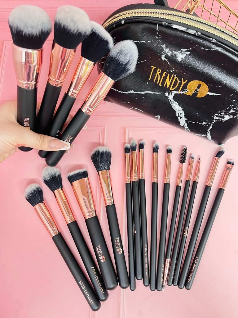 Kit de Brochas Mármol Negro x18 Trendy 