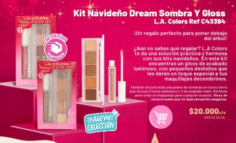 Kit Navideño Dream Sombra y Gloss LA COLORS