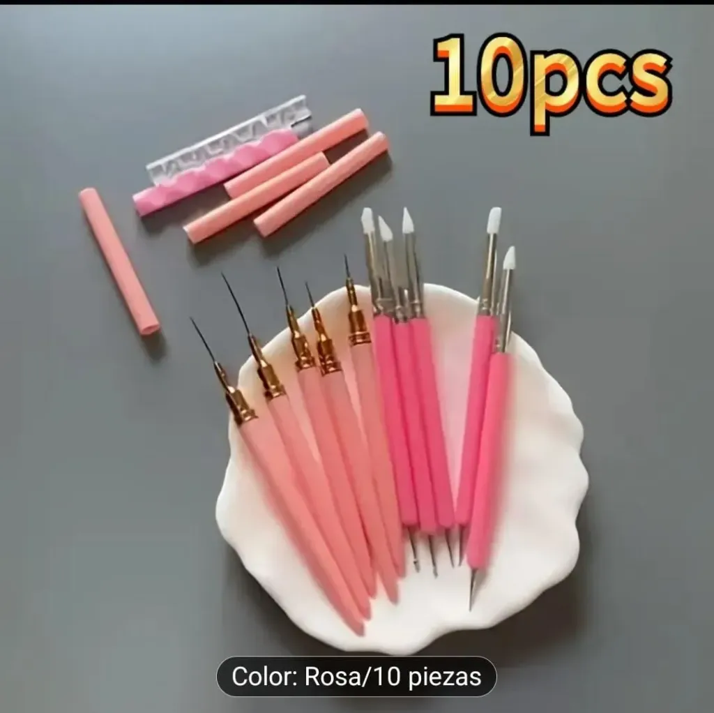 Kit 10 piezas de pinceles para uñas
