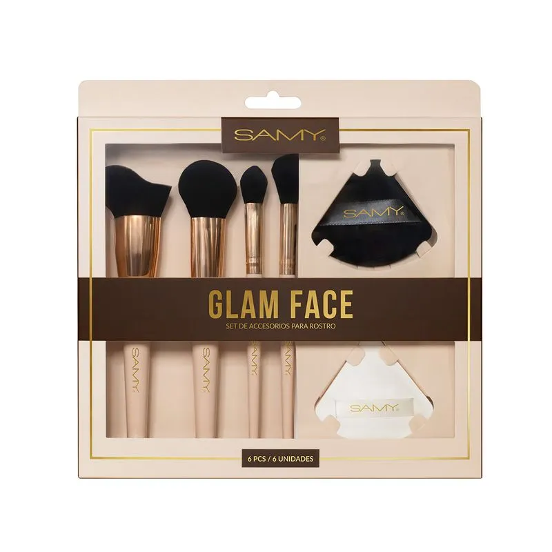 Glam Face Kit Brocha y Pomos Samy