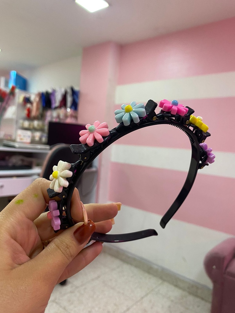 Diademas de Niñas Negra con Flores